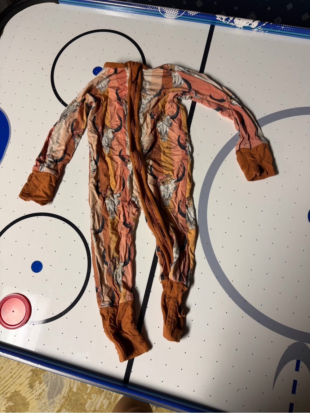 Kids Rust Floral One-Piece Footed Pajamas - bamboo